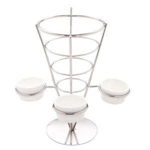 Fry e antipasto cono display con tripla di tazza di salsa di titolari Perfetto <span class=keywords><strong>per</strong></span> il partito e della ristorazione evento-in Acciaio Inox metallo stand - Product Image 2
