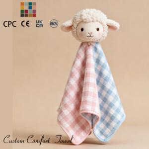 Regalo para Baby Shower, Adorable Peluche de <span class=keywords><strong>Pez</strong></span> <span class=keywords><strong>Payaso</strong></span> con Diseño de Cuadros, Toalla de Confort, Animal de Peluche Suave - Product Image 3