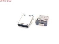 Conector USB Tipo C Hembra 5A 50ohm con 16 Pines, Carcasa de Latón para Uso en Computadoras, Color Negro