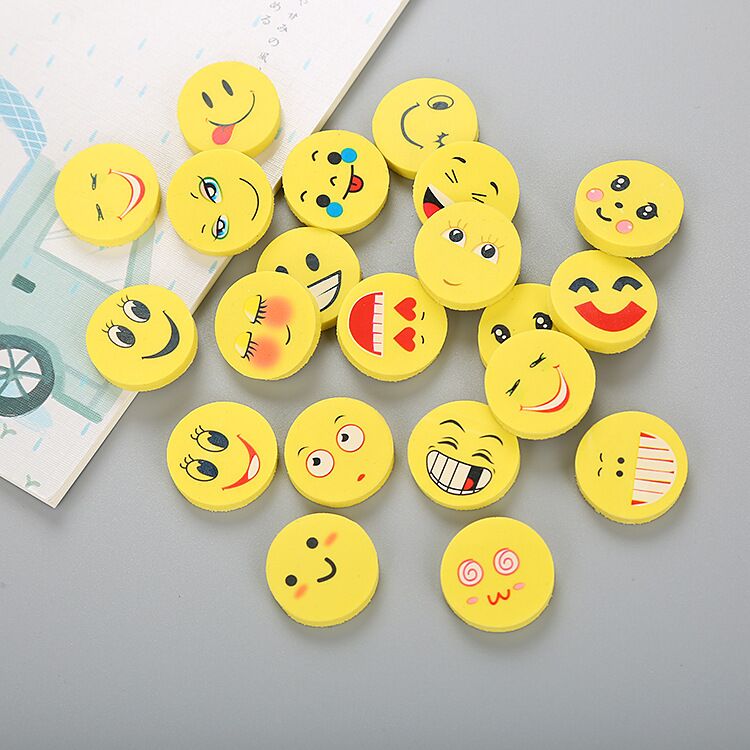 Round Smiley Face Custom Fancy 3D smile Eraser For Kids