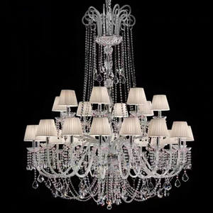 Villa in stile europeo soggiorno illuminazione a sospensione <span class=keywords><strong>paralume</strong></span> bianco classici <span class=keywords><strong>moderni</strong></span> di lusso lampadario a candela in cristallo k9 - Product Image 4