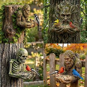 Wholesale Bigfoot Bird Feeder Resin Garden Decor, Outdoor Tree Man Hanging Feeding Station for Yard Patio - Product Image 2
