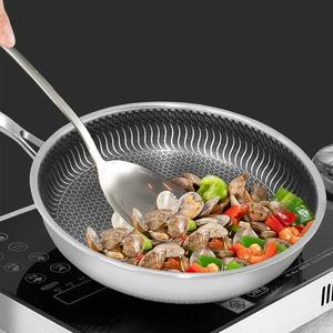 Poêle à frire <span class=keywords><strong>en</strong></span> acier inoxydable mini de 22 cm avec couvercle <span class=keywords><strong>en</strong></span> <span class=keywords><strong>verre</strong></span> pour cuisinière à induction, capacité de 2,0 à 3,0 L, revêtement PTFE, facile à nettoyer, écologique - Product Image 2