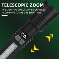 Linternas LED Recargables Portátiles de Alta Potencia con Pantalla, Zoom, Lámpara Táctica con Luces Laterales de Emergencia