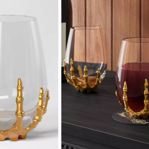 Spooky <strong>Gothic</strong> Skeleton Claw Stemless Wine <strong>Glasses</strong> Halloween Themed Clear Whiskey <strong>Glasses</strong> for Home Bar Party Decor Holiday Gifts - Product Image 4