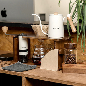 Lhopan Coffee Drip Stand Set With Filter Holder For Home Brewing 2 Tier Wooden Tray Storage Organizer - Product Image 2