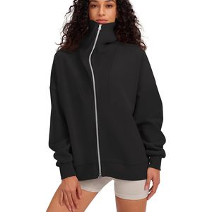 Sweat-shirt en polaire surdimensionné à fermeture éclair pour femme FOXA, veste décontractée pour l'automne et l'hiver, tissu anti-rétrécissement - Product Image 2
