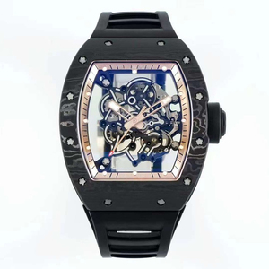 Montre 2026 Tendance en Fibre de Carbone Noire avec Verre Saphir, Mécanisme Visible Délicat et Bracelet en Caoutchouc Durable - Product Image 1