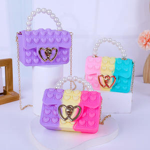 Sac à main en silicone mignon, couleur bonbon, popit à bulles, sac à bandoulière, porte-monnaie pour enfants, sacs à main pour petites filles - Product Image 4