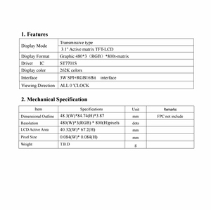 Bảng Điều Khiển Nhỏ 4 480X800 Màu Đầy Đủ Rgb 2 <span class=keywords><strong>Inch</strong></span> 3 Dây 640X480 Chấm Mô-đun Hiển Thị Spi Tft <span class=keywords><strong>Lcd</strong></span> - Product Image 4