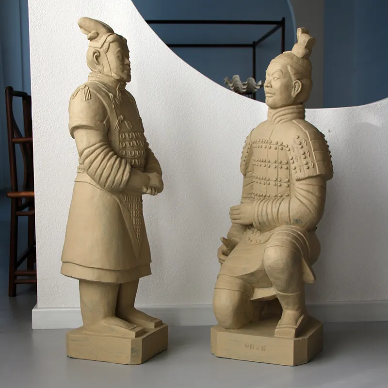 Personalizada antigua Terra Cotta guerreros fibra de vidrio esculturas figuras soldado estatua dinastía Qin Decoración