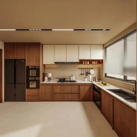 Meuble de cuisine modulaire personnalisé en placage de bois, design moderne et élégant, pour appartement et hôpital, haute qualité