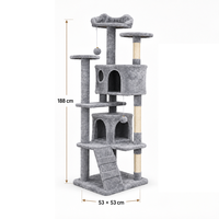 Arbre à chat anti-basculement en velours écologique et durable avec poteaux en sisal, structure d'escalade multi-niveaux en peluche pour grands chats, pour intérieur, en carton