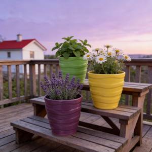 HARVIT Pots de fleurs d'intérieur/extérieur à bas <span class=keywords><strong>prix</strong></span>, é<span class=keywords><strong>l</strong></span>égants pots de jardin en porcelaine en forme de V, pots écologiques et durables - Product Image 4