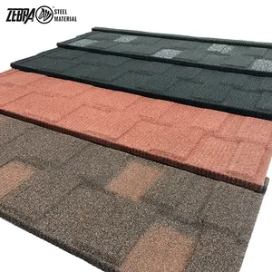 Ubin atap Shingles aspal batu dilapisi atap logam ubin dari Cina 0.4mm Modern ZEBRA Vila warna Chip batu dilapisi CN;SHN