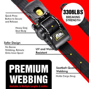 Personalizável e Resistente, 2 polegadas, 3000 Libras. Cintas de Catraca Retráteis Automáticas Antiemaranhamento de 2 Polegadas para Transporte - Product Image 2