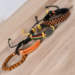 Brazalete Trenzado Estilo Jamaicano, Pulsera Punk Vintage, Brazalete con Dijes de Surfista, Joyería Bohemia para Parejas, Aleación de Zinc y Madera con Rubí - Product Image 2