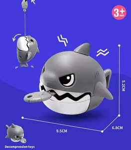 Interactive Pull Line Moving Eating <b>Small</b> Fish Toy a Cute and Keyring Shark Figure Miniature for Car Key Holder - Product Image 3
