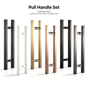Ensemble de poignées de tirage modernes en acier inoxydable pour portes et fenêtres en verre sans cadre, finition personnalisée pour bureaux et appartements - Product Image 1