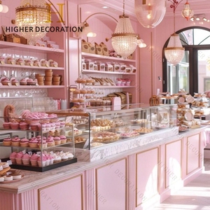 Nội thất quán cà phê cao cấp, quầy trưng bày bánh ngọt bằng đá cẩm thạch, đèn LED, tủ trưng bày bánh có khóa - Product Image 1