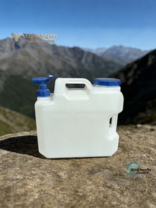 Conteneur de stockage d'eau portable de 5 L avec robinet pour le camping et l'utilisation en extérieur, matériau PP, blanc avec bouchon bleu - Product Image 4