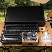 Ensemble de barbecue instantané au charbon de bois jetable portable prêt à l'emploi B8Q, moderne, en aluminium et plastique, pour le camping et les pique-niques en plein air