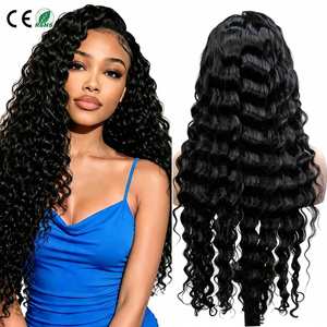 RTS <b>Deep</b> <b>Wave</b> 24inch Human Hair <b>Wig</b> 13x4 Lace Frontal Raw Cuticle Long Human Hair <b>Wig</b> 210% Density for Black Women Pre-cut Lace - Product Image 1