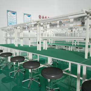 Meja kerja bengkel Guangdong meja kerja ESD laboratorium workbenks elektronik dengan lampu LED