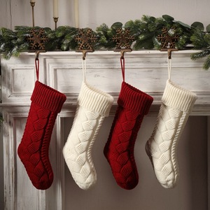 2025 Christmas Stockings Cable Knit Stocking Christmas Decorations Bags Gift Xmas Tree Stocking Ornaments <b>Santa</b> Elk <b>Socks</b> - Product Image 2