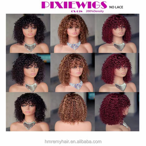 Perruque de cheveux humains Remy double tirage de luxe de 12 pouces pour femmes perruque Fumi <span class=keywords><strong>courte</strong></span> faite à la machine avec <span class=keywords><strong>frange</strong></span> et dentelle marron clair - Product Image 4
