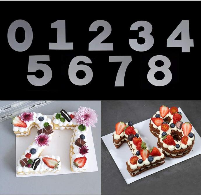 HY 0-8 numero stencil per torta modelli di plastica piatti taglio numero stampo stencil numerici da 12 pollici per torte numeri fai da te