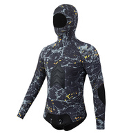 Combinaison de plongée en néoprène CR 3,5 mm à peau lisse avec capuche, 2 pièces, camouflage, pour la pêche sous-marine et la chasse, coutures GBS avec protection thoracique