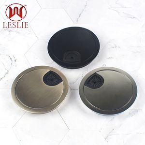 Leslie 60mm <b>Round</b> Alloy Cable Management <b>Box</b> Decorative Wire Hole Cover for Desk Office Furniture Hardware Accessory - Product Image 1