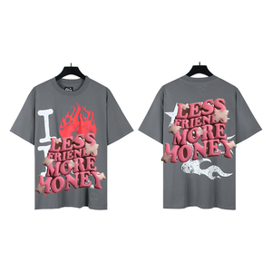 Camiseta Holgada de Manga Corta de Algodón Puro de Alta Calidad con Estampado Hip-Hop de la Marca Hellsta, Estilo Europeo Americano de Moda - Product Image 3