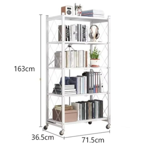 Estante de almacenamiento <span class=keywords><strong>plegable</strong></span> para cocina, estantes de soporte de flores para exteriores sin instalación, estantería de acero al carbono con ruedas, estantería con ruedas - Product Image 2