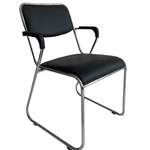 <span class=keywords><strong>Silla</strong></span> de <span class=keywords><strong>escritorio</strong></span> ejecutiva de cuero PU negra cómoda y moderna, reposabrazos fijos, estilo <span class=keywords><strong>rejilla</strong></span>, tela de hierro para comedor de oficina y hogar - Product Image 5