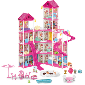 Tout-petits luxe Villa château jouets 314 pièces bricolage semblant filles rose maison <span class=keywords><strong>de</strong></span> poupée meubles accessoires 5 étages 15 chambres jouet avec lumière - Product Image 1