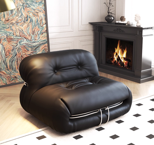 Sofá de Cuero Encerado Estilo Vintage, Sofá <span class=keywords><strong>Soriana</strong></span> con Patas de Acero, Sofá Lounge Hippo, Sofá Retro Creativo de Diseño - Product Image 6