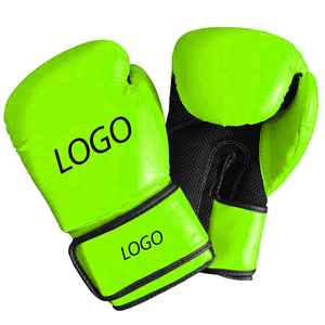 Guantes de Boxeo Personalizables en Verde Neón con Cierre de Velcro para Adultos, Equipo de Sparring Transpirable de Cuero Sintético, Guantes Personalizados OEM - Product Image 1