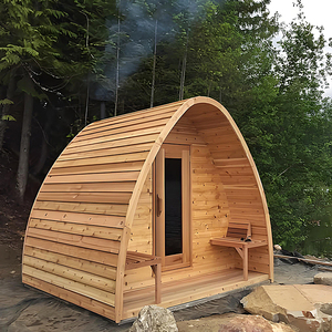 ساونا أسطوانية فاخرة 2-3 أشخاص في الهواء الطلق مع تكنولوجيا الأشعة تحت الحمراء والتدفئة الكهربائية الأرز الأحمر 6 كيلو وات للصحة التخلص من السموم - Product Image 3