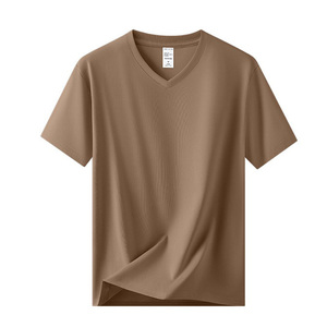 T-shirt basic estiva a maniche corte in misto cotone e modal da <span class=keywords><strong>uomo</strong></span> con logo personalizzato, unisex, casual, con <span class=keywords><strong>scollo</strong></span> a V, per <span class=keywords><strong>uomo</strong></span> e donna. - Product Image 6
