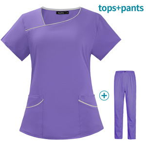 Set Uniformi Infermieristiche in Offerta: Completi Ospedalieri Elasticizzati con Top e Pantaloni, Set Scrub a Due Pezzi per Donne - Product Image 4