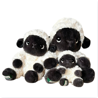 Jouets en peluche personnalisés, faible MOQ, mouton noir assis en peluche, adorable jouet en peluche mouton