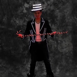 बहु रंग-नेतृत्व वाले चमकदार टेलकोट सूट लाइट अप जादूगर पोशाक के लिए बार पार्टी मंच पहनने के प्रदर्शन प्रोप्स - Product Image 2