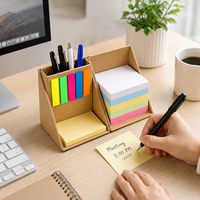 Ensemble de blocs-notes en papier personnalisés pour le bureau, blocs-notes adhésifs assortis avec porte-stylo, organisateur de bureau créatif, bloc-notes