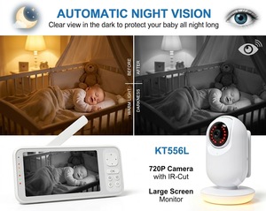Moniteur bébé sans WiFi KT556L, écran IPS 5 pouces, caméra vidéo bébé sans fil HD 720P avec PTZ, batterie 5000 mAh, protection de la vie privée - Product Image 4