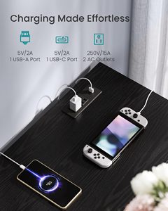 Cómoda Rústica Marrón de 6 Cajones con Luces LED y Enchufe, Mueble Amplio para TV de Dormitorio, Organizador de Almacenamiento, Cajas Decorativas - Product Image 3