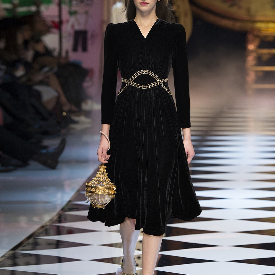 slim fit dress slacks Luxury Black Velvet Dress with Golden Embroidery Xs main image 0