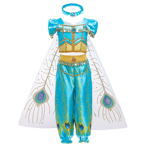 Costume de cosplay <span class=keywords><strong>Princesse</strong></span> <span class=keywords><strong>Jasmine</strong></span> <span class=keywords><strong>Aladdin</strong></span> pour filles, robe de Noël en polyester - Product Image 1