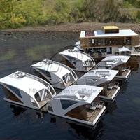 Maison flottante sur ponton de 5,6 m (18 pieds) en fibre de verre et aluminium, avec moteur hors-bord, nouvelle, avec cuisine et salon, à vendre